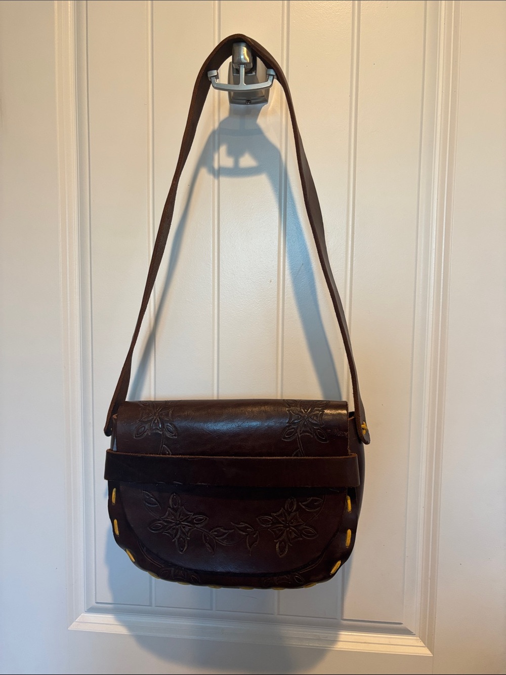 Vintage Tooled Leather Handmade Saddle Shoulder Bag Boho-Haruko - Picture 13 of 17